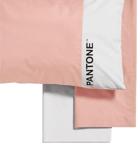 PANTONE - Completo Letto Set con Lenzuola Matrimoniali Cotone 240x280 + Lenzuolo Sotto con Angoli Matrimoniale Coprimaterasso 180x200 con Elastici per Materasso Fino 30cm + Federe Cuscino Letto 50x80