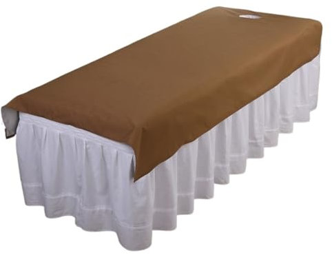 Massageliege Laken Mit Gesichtsloch 2 Stück Schönheitssalon-Massage-wasserdichtes, ölbeständiges, waschbares, weiches, atmungsaktives, flaches Bettlaken for Spa-Clubhaus mit Löchern(Dark Coffee,115x20