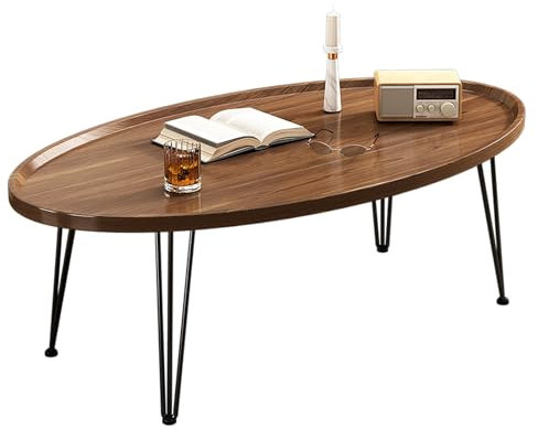 LHXLSH Wohnzimmertisch, Kaffeetisch, Runder Couchtisch Mit 1 Ebenen, Kaffeetisch Mit Robuster Holztischplatte Metall Untergestell, für Zuhause, Büro, Wohnzimmer