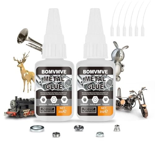 BOMVMVE Colla Metallo, Super Glue per Metallo, Colla per Metalli, per Acciaio Lnossidabile, Lega di Alluminio, Tubi Metallici e Gioielli, Lavori Fai-da-Te