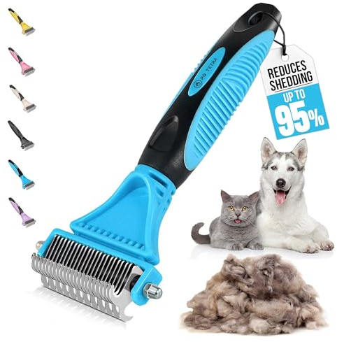 PQTETRA UnterwollToll Hundebürste langhaar & Katzenbürste langhaar I Unterwollkamm entfernt Unterwolle & Verfilzungen I Deckhaarschutz & Knoten Entfernen I Unterfellbürste für Fellwechsel