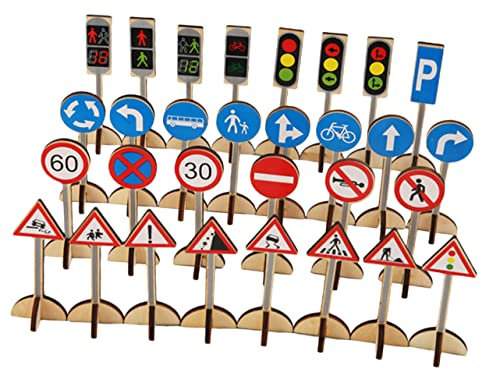 WEKAMOS Jouet Éducatif Panneau De Signalisation Routière Bois Modèle Pédagogique pour Apprentissage Garçon Fille Jeu Éveil Sécurité Circulation Garçons Et Filles