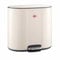 WESCO Multicollector - Lot de 2 poubelles à pédale - Sable mat - En tôle d'acier revêtue par pulvérisation - 2 récipients en plastique de 25 l - Pédalier en métal - Poignée pratique - Filtre