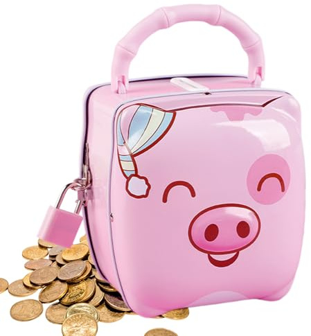 Cartoon Coin Bank - abschließbare Metallbox für Kinder, lustige Bank mit Griff | für und Mädchen, Kindergarten-Einrichtung, Alternative für