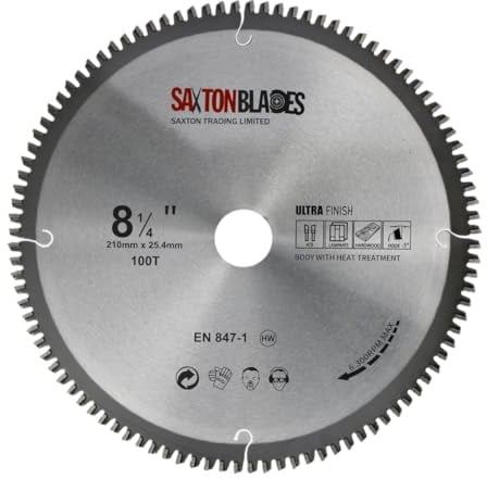 Saxton TCT Negative Rake/Hook Saw Blade 210mm x 100T x 25.4mm Bore