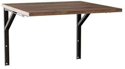 KOLM FLIP ausziehbarer Tisch - Wandklapptisch in Schokoladeneiche kompatibel mit Küche/Büro | 68x68 cm | FSC-Zertifiziert | Modernes Design