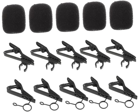 LRXIYODE 18pcs Microphone Wire Clips Set with Sturdy Metal Tie Clips and Soft Mic Sponge Covers Compact and Lightweight Lapel Mic Accessories for Secure Collar Attachment Compatible with