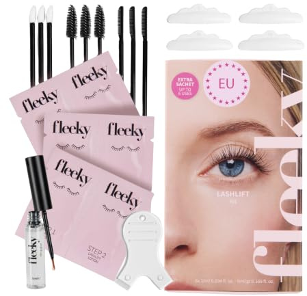 Fleeky Lash Lifting Set - veganes und tierversuchsfreies Wimpernlifting Kit - für bis zu 6 Wochen ausdrucksvollen Schwung ohne Wimpernzange - Schonend & Einfach - Made in EU