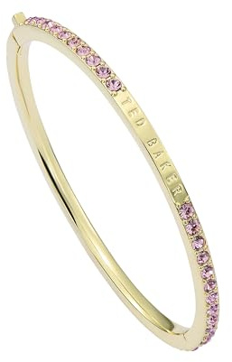 Ted Baker Claudia Narrow Crystal Hinged Bangle Bracelet for Women (Gold/Light Rose Crystal)