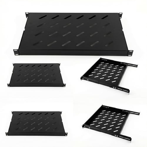 WSOLDMA 1U Sliding Rack Shelf 19inch Server Rack Mount Cabinet Adjustable Depth 4 Post, 11.8