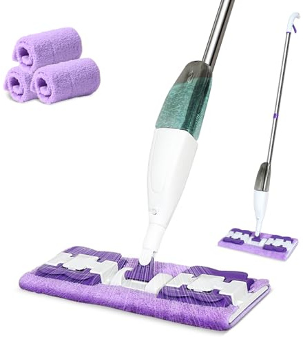 Unipampa Scopa Lavapavimenti a Spruzzo, Spray Mop, Mocio Lavapavimenti | Flacone Ricaricabile 350mL, con 3 Panni Lavabili, Mocio Spray per Casa, Cucina, Legno Duro, Laminato, Legno, Ceramica
