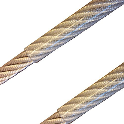 20 Meter - Edelstahldrahtseil 7x7-4mm/5mm PVC-transparent ummantelt V4A INOX rostfrei Drahtseil Stahlseil Geländerseil