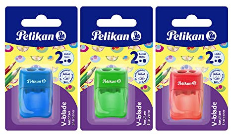 Pelikan 700245 - Sacapuntas con deposito 2 Orificios - Azul, Rosa o Verde