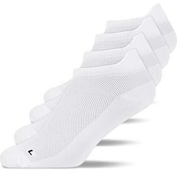 Snocks Kurze Laufsocken für Damen und Herren 4 Paar - Rutschfeste und Atmungsaktive Sportsocken - Running Socks ideal für den Sport - Gr. 43-46 - Farbe Weiß