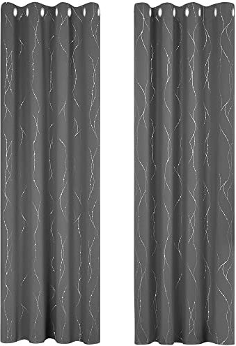 Deconovo Blickdichte gardinen Thermogardinen Kälteschutz Ösenvorhängefür Raum Verdunkeln für Wohnzimmer, 290x140 cm(HöhexBreite), Hellgrau, 2er Set