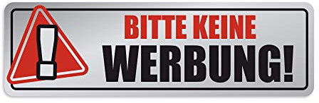 Keine Werbung - Aufkleber - Bitte Achtung 1x Chrome-Optik - für Briefkasten - Zeitungsrolle - Letterbox