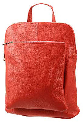 SH Leder 3in1 Handtasche Rucksack Damen Schultertasche Umhängertasche aus Echt genarbt Leder (B29cm x H35cm x T11cm) Leonie G688 (Rot)