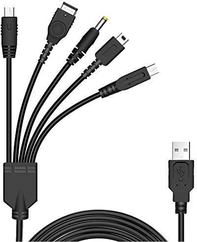 Xahpower 5 in 1 USB Ladekabel für Nintendo DS Lite, 3DS, DS und Gameboy Advance SP/PSP 1000/2000/3000