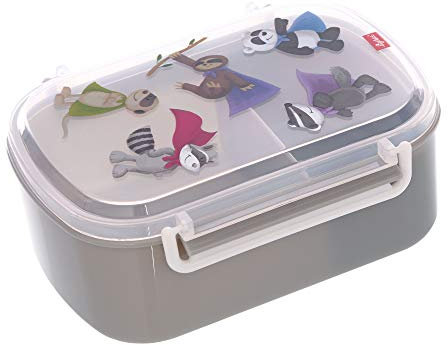 SIGIKID 25135 Brotzeitbox Helden OnTour Lunchbox BPA-frei Mädchen und Jungen Lunchbox empfohlen ab 2 Jahren grau, 11 x 7 x 17