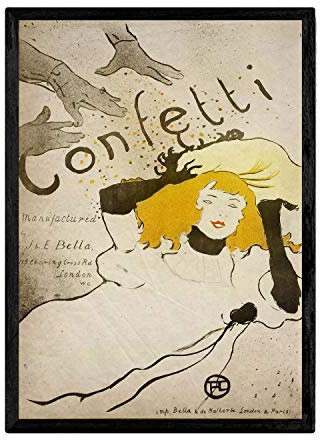 Nacnic Confetti Vintage Poster. Klingen, um Interieur mit Vintage-Bildern und Alter Werbung zu dekorieren. Retro Dekorationsgemälde. A3 Größe