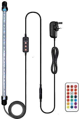 VARMHUS LED Aquarium Lighting, Lamp with Remote Controller - Custom Adjusts 13 Colors, Submersible Fish Tank Light with Simple Aquarium Timer for Sunrise and Sunset (48cm, RGB)