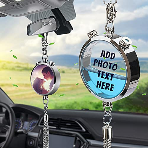 ARLTTH Personalisierter Auto-Lufterfrischer, Parfümbox, Anhänger, Autozubehör, Anhänger, Duftflasche, Ornament mit Ihrem Foto/Text (White)