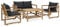 vidaXL Gartenmöbel 4-TLG. mit Auflagen Bank Stuhl Tisch Gartenbank Gartensessel Gartensofa Sofa Gartenset Garten Garnitur Sitzgruppe Bambus