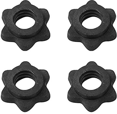 Kakalote 4pcs Dumbbell Hex Nut 25mm Weight Lifting Barbell Spinlock Collar Screw Clamps Dumbbell Rod Nut(Black)