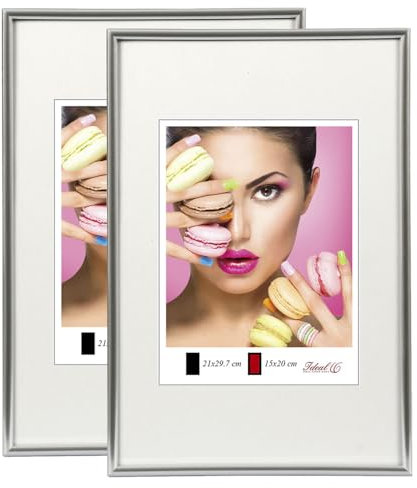 IDEAL TREND 2er 3er 5er Pack Photo Style Set Bilderrahmen Wanddeko Collage Poster Kunststoff Rahmen: Farbe: 2er Pack Silber | Format: 50x70