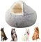 Kongming Hundebett Grosse Hunde Waschbar Rund 65x65cm Halbgeschlossenes Hundeloch,Hundebett Mittelgroße Hunde Flauschig xxl,Donut Hundebett Groß Passend für Labrador,Hunter Hundebett(Grau)