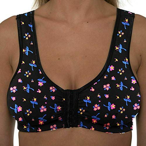 Undercover Cotton Front Fastening Bra CB222 Black Floral 42
