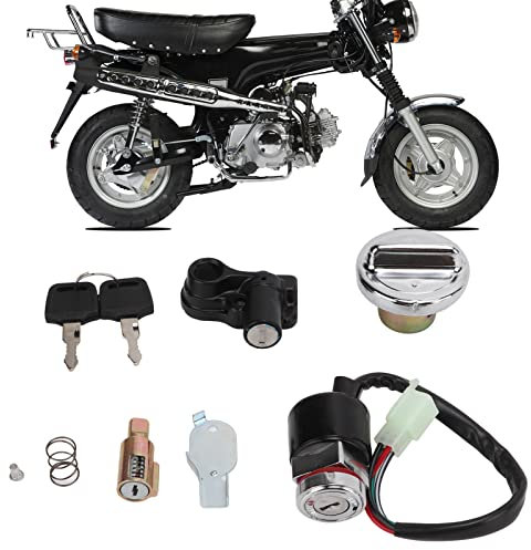 Zündschalter, Zündschloss Gasabdeckungs Kit, Zündschlüsselschalter, Skyteam Schlüssel, Zündschloss Tankdeckel Set Helmschloss 2 Schlüssel Ersatz für Dax Skyteam 50CC/125CC