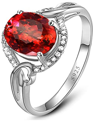 Ringe Verlobung Ringe Frauen Silber 925 Rot Hohl Zirkonia Bands zum Muttertag Größe 65 (20.7)