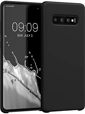 kwmobile Hülle kompatibel mit Samsung Galaxy S10 Plus / S10+ Hülle - Silikon Handy Case - Handyhülle weiche Oberfläche - kabelloses Laden - Schwarz matt