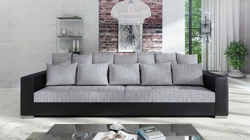 Kuechen-preisbombe Modernes Big Sofa Wohnlandschaft Sofa Couch Jumbo XXL 2 - Schwarz - Hellgrau
