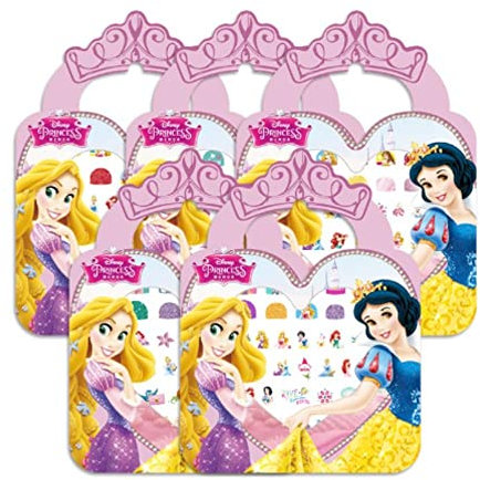 Fashion Yo 5 Sheets Toddlers Princess Elsa Minnie Kids Girls Nail Stickers Earring Stickers Art Decal Party Bag Fillers Decor for Kids Girls Birthday Gift (Princess Nail Stickers)