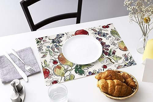 Encasa Juego de 6 manteles Individuales de Mesa Boho Jacquard - Fruta Diseño | Estilo Vintage | Cada tamaño 48x32 cm | Tapiz Bohemio Tejido para cenar - Lavable a máquina