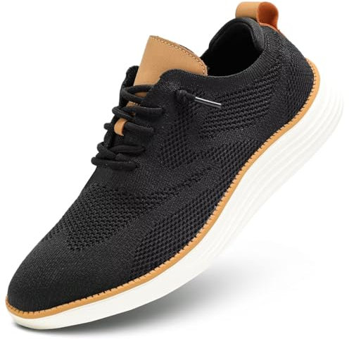 Men's Casual Sneakers Dress Shoes - Comfort Sneakers Mesh Knit Lightweight Breathable Formal Oxford Business Shoes Black