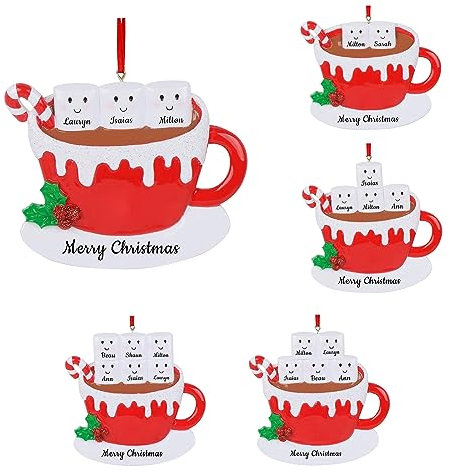 2024 Ornamento natalizio personalizzato per la famiglia, decorazione da appendere alla tazza di caffè personalizzata con i nomi dei membri della famiglia