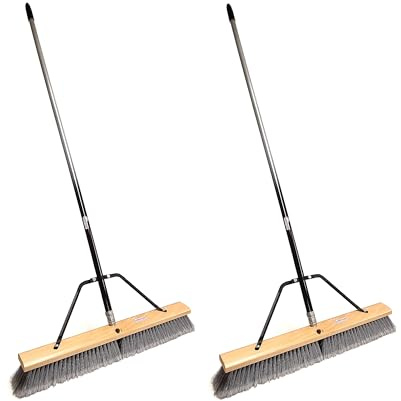 American Select Tubing Pbma24004-2 Heavy Duty 24 Multi-Surface Push Broom with Silver/Black Handle (2 Pack)