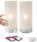 LALISU Nachttischlampe Touch Dimmbar 2er Set, Tischlampe mit Ladefunktion 2 USB Steckdosen 2 LED Birnen, Vintage Lampenschirm Kleine Lampe für Schlafzimmer Wohnzimmer Babyzimmer Büro (Weiß-01)