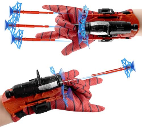 Philoctes 2 Set Launcher Handschuhe Spider, Launcher Glove, Spinne Shooter Handschuhe, Cosplay Glove Launcher Handgelenk Spielzeug Set, Web Shooter Lustiges Lernspielzeug für Kinder