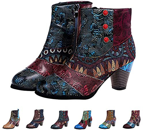 riou Stivali Donna Gambale Curvy Pianta Larga Stivali Donna Texani Bassi Pelle Zeppa Pelle Stivaletti da Neve con Imbottitura Calda Stivali alla Caviglia Caldi Boots Scarpe