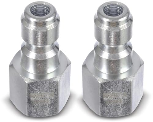 ESSENTIAL WASHER Plated Steel 1/4 Female Quick Connect Fittings Pressure Washer | Pressure Washer Plugs | 4200 PSI | 2 Pack