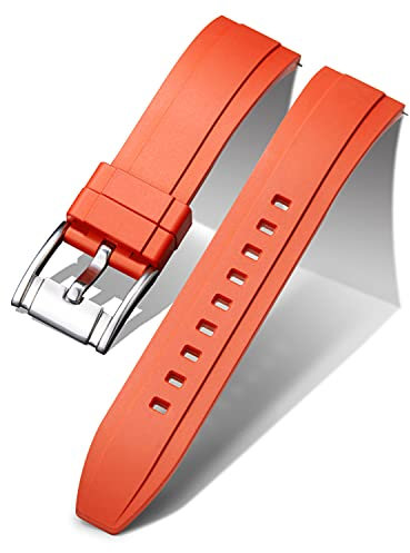 BINLUN Silikon Uhrenarmbänder Schnellverschluss Gummi Uhrenarmband Smartwatch Armband Ersatz Wasserdichte Sport Kautschuk Uhrenband für Herren und Damen (18mm, Orange Rot)
