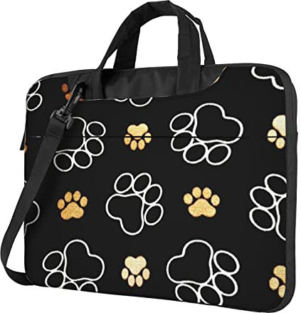 AABSTBFM San Francisco bedruckte Laptoptasche – Laptop-Hülle – moderne Laptop-Umhängetasche Computertasche für Business, Reisen, Schule, Büro, Hundepfotenabdrücke 2, 15.6 inch