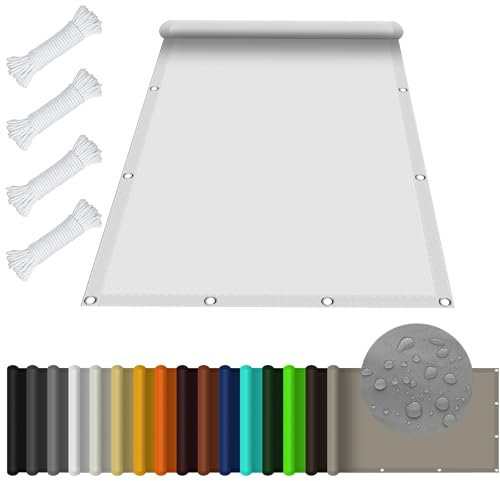 Voile d'ombrage Rectangulaire étanche 4 x 5 m Imperméable Protection UV 98% PES Toile Ombrage Auvent avec Oeillets et Cordons pour Patio Jardin Terrasse, Blanc