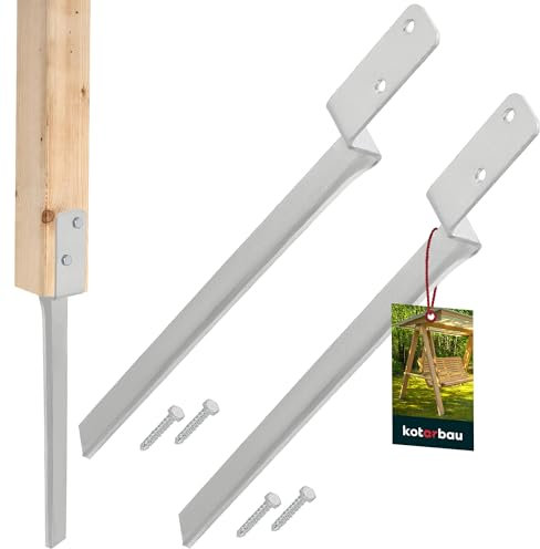 KOTARBAU® 2er Set Einschlaghülse Schaukel Bodenhülse L-Form 50 cm aus feuerverzinkt Stahl Pfostenträger zum Einschlagen Erdanker Bodenanker für Holzpfosten Einschlagbodenhülse Bodenanker für Schaukel