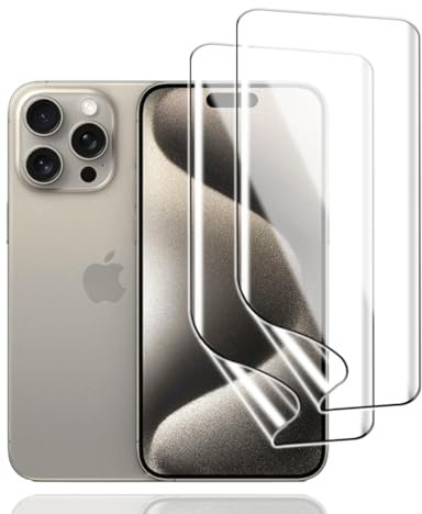 KoasVonson Displayschutzfolie für iPhone 15 Pro Max, 2 Stück TPU Schutzfolie Weiche HD Klar Flexible Transparente Hydrogel Folie TPU Film