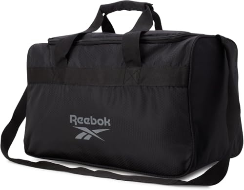Reebok Reisetasche – Sporttasche für Workout und Reisen, kleine Größe, Übernachtungstaschen für Damen und Herren, Warrior II Schwarz mit grauem Logo, Small